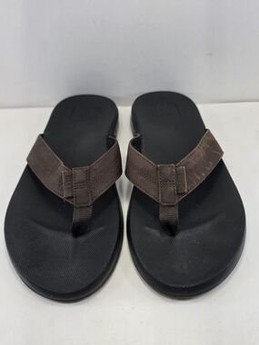 Reef Men's Black Footbed Brown Strap Flip Flop Sandals